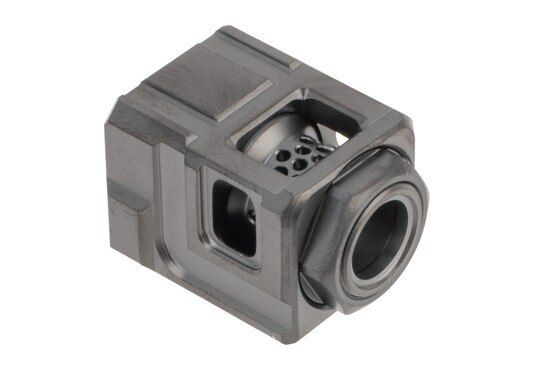 1/2x28 CGS Group Qube 9mm Pistol compensator black is stainless steel